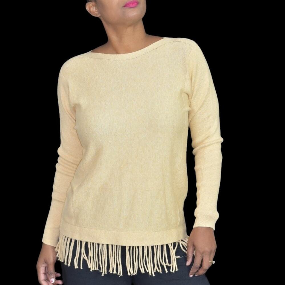 Lilly Pulitzer Glenda Sweater Tan Fringe Heathered Sand Bar Ribbed Coolmax XS